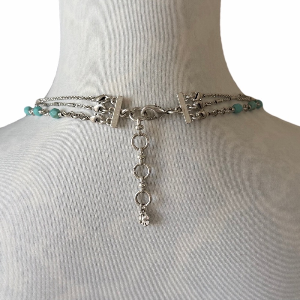 Lucky Brand 3-in-1 Turquoise Layered Necklace | Convertible Boho Silver Tone - Picture 6 of 6